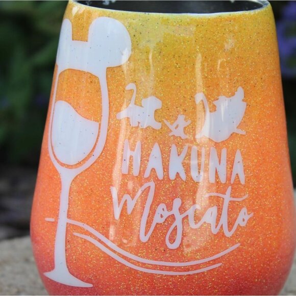 12 Oz Stainless Steel Custom Designed Stemless Wine Tumbler-Sunset Ombre Glitter - Picture 3 of 6